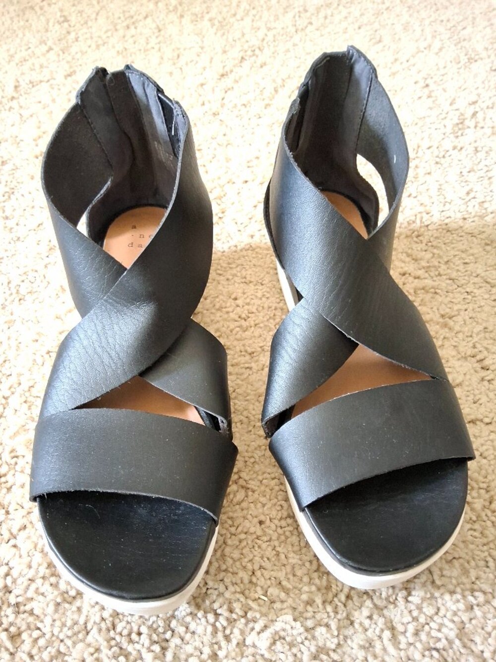 "A New Day" Universal Thread Black Strappy Sandals Size 7.5